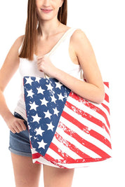 USA Flag Print Canvas Tote Bag | Tote Bags Daverri Fashions