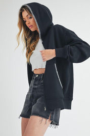 BLACK S Aemi + Co Noel Zip Hoodie | Hoodies Daverri Fashions