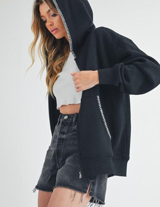 BLACK S Aemi + Co Noel Zip Hoodie | Hoodies Daverri Fashions