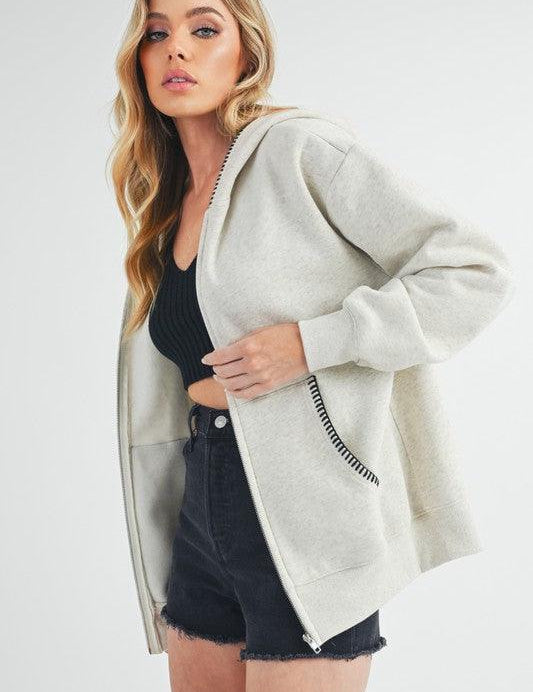 HEATHER BONE S Aemi + Co Noel Zip Hoodie | Hoodies Daverri Fashions