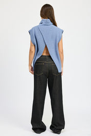 Split Back Turtle Neck Sweater Top | Sweaters Daverri Fashions