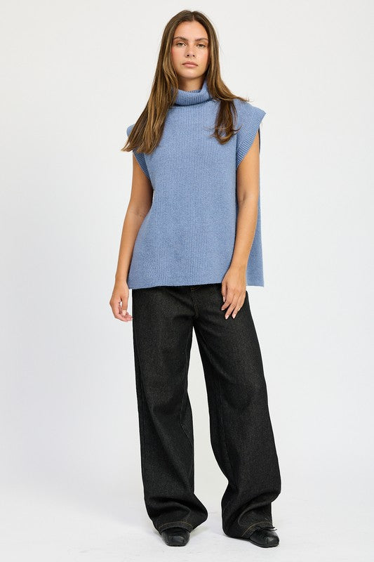 Split Back Turtle Neck Sweater Top | Sweaters Daverri Fashions