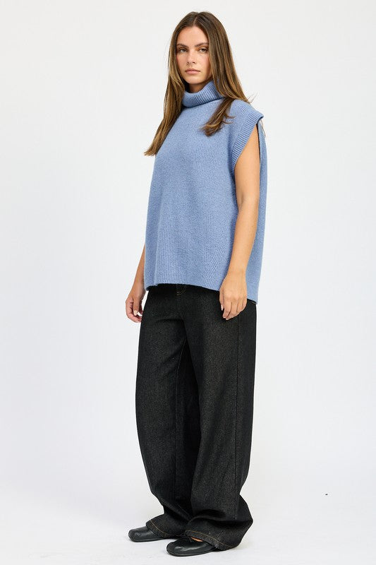 Split Back Turtle Neck Sweater Top | Sweaters Daverri Fashions