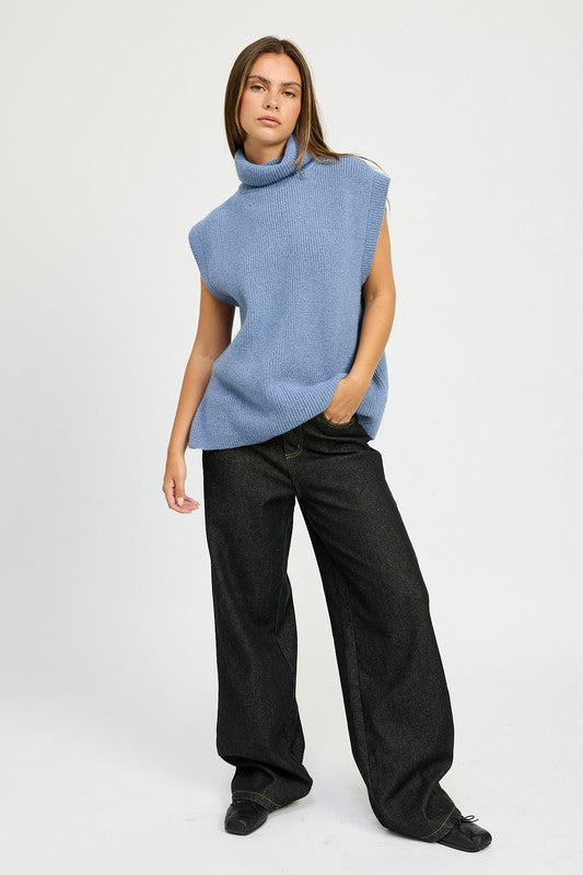 Split Back Turtle Neck Sweater Top | Sweaters Daverri Fashions