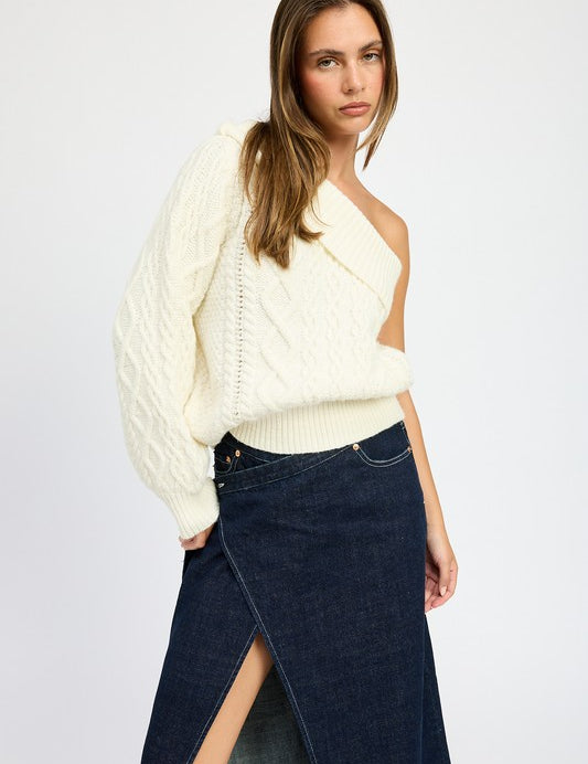 IVORY S OVERSIZED ONE SHOULDER SWEATER | Sweaters Daverri Fashions