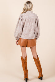 Paisley Eyelet Laced Button-Up Blouse | Blouses Daverri Fashions