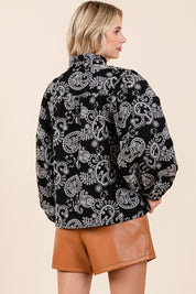 Paisley Eyelet Laced Button-Up Blouse | Blouses Daverri Fashions