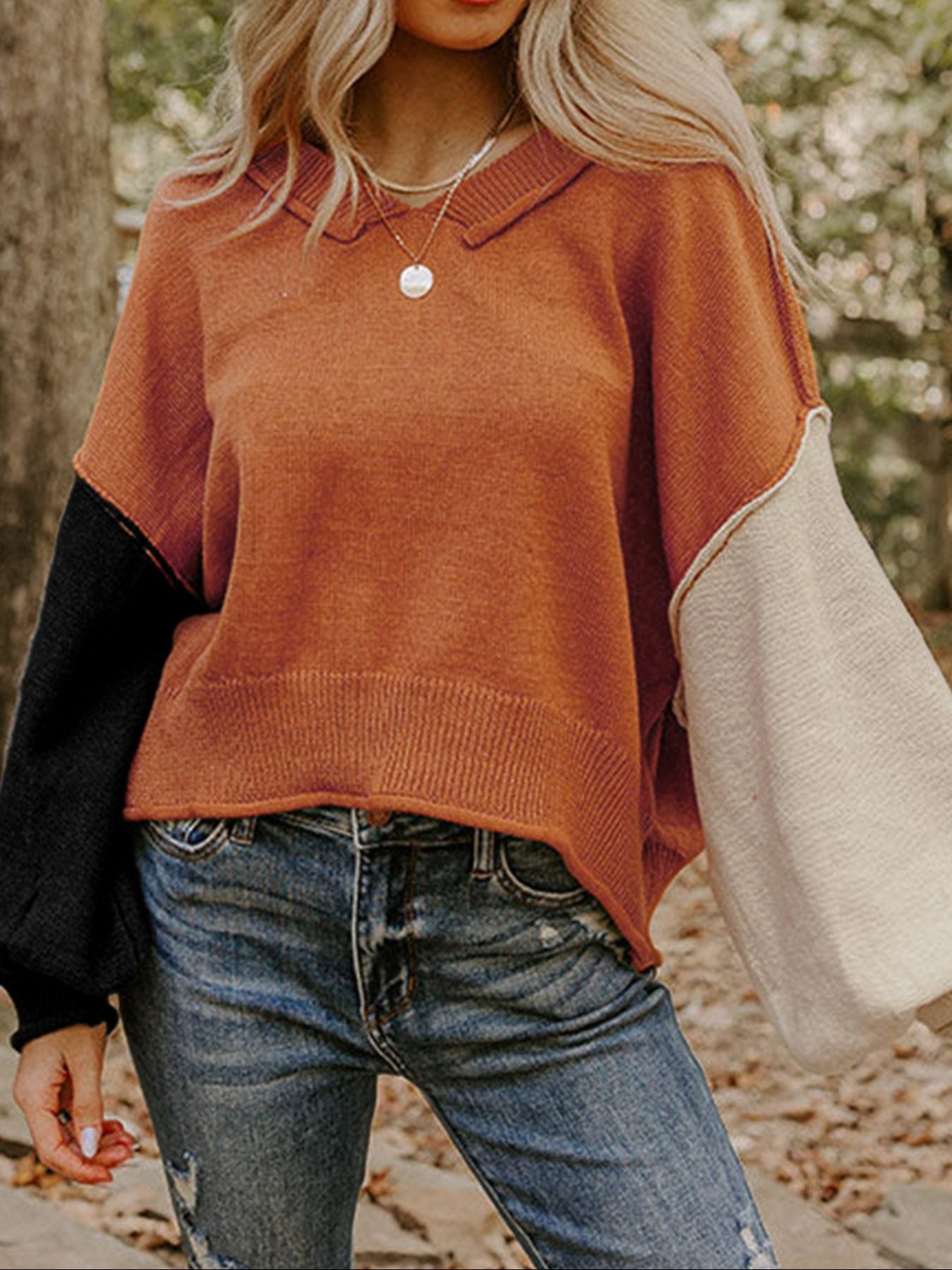Ribbed Hem Long Sleeve Sweater | Sweaters Daverri Fashions