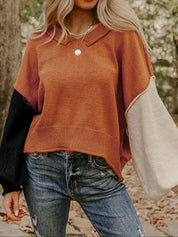 Ribbed Hem Long Sleeve Sweater | Sweaters Daverri Fashions