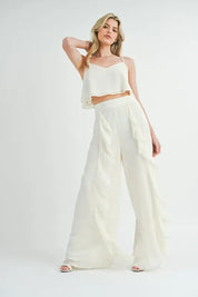 MABLE Crop Cami and Ruffled Wide Leg Pants Set | Outfit Sets Daverri Fashions