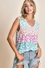 BiBi Leopard V-Neck Tank | Tank Tops Daverri Fashions