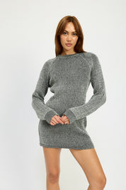 BLACK WHITE MOCK NECK MINI RIB DRESS | Daverri Fashions