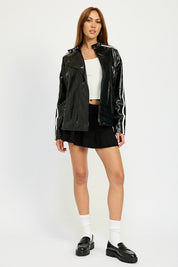 OVERSIZED MOTO PU JACKET | Jackets Daverri Fashions