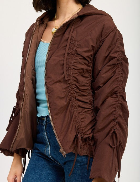 RUCHED PUFF JACKET | Jackets Daverri Fashions