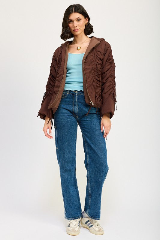 RUCHED PUFF JACKET | Jackets Daverri Fashions