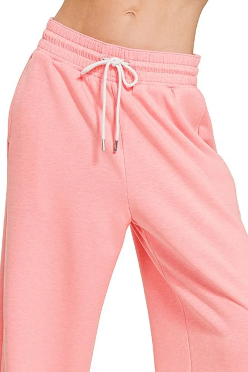 Zenana Scuba Drawstring Pants Dk Pink | Loungewear Bottoms Daverri Fashions