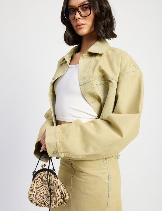 LIGHT SAND DENIM OVERSIZED DENIM JACKET | Daverri Fashions
