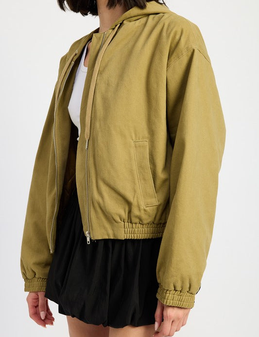 VINTAGE WASHED DENIM ZIP UP HOODIE | Daverri Fashions