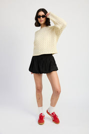 Cable Knit Cropped Sweater Ivory | Sweaters Daverri Fashions