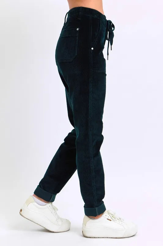 Judy Blue Full Size High Waist Corduroy Cuffed Jogger Plus Size | Daverri Fashions