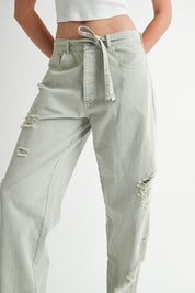 DISTRESSED WIDE LEG PANTS | Daverri Fashions