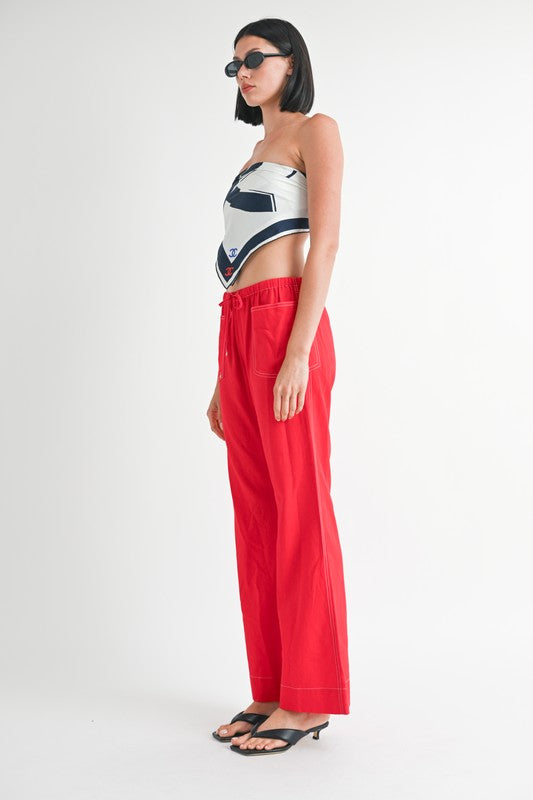 Linen Waist Tie Pants | Pants Daverri Fashions