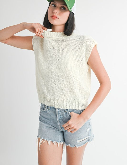 OFF WHITE SLEEVELESS SWEATER TOP | Sweaters Daverri Fashions