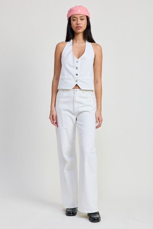 FOLDED FITTED DENIM PANTS | Daverri Fashions