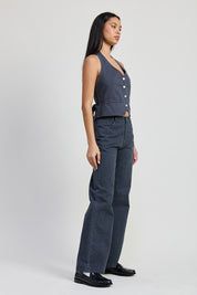 FOLDED FITTED DENIM PANTS | Daverri Fashions