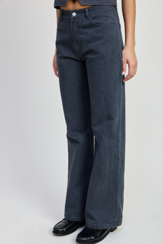 FOLDED FITTED DENIM PANTS | Daverri Fashions