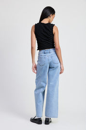 LAYERED STRAIGHT LEG DENIM PANT | Daverri Fashions