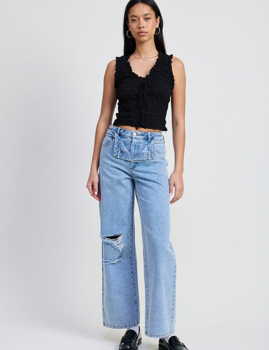LT DENIM LAYERED STRAIGHT LEG DENIM PANT | Daverri Fashions
