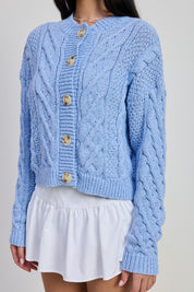 Chunky Cable Knit Cardigan Sky Blue | Cardigans Daverri Fashions