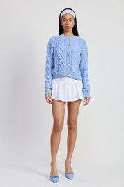 Chunky Cable Knit Cardigan Sky Blue | Cardigans Daverri Fashions
