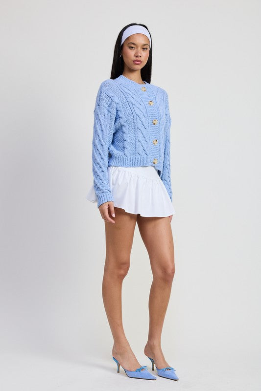 Chunky Cable Knit Cardigan Sky Blue | Cardigans Daverri Fashions