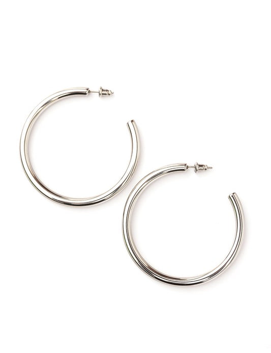 Silver OneSize 14K STAINLESS STEEL OPEN HOOP EARRINGS | Earrings Daverri Fashions