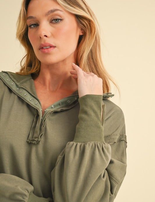 LAUREL S Tamika Henley Sweatshirt | Daverri Fashions