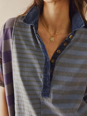 Striped Oversized Half Button Shirt Dress | Mini Dresses Daverri Fashions