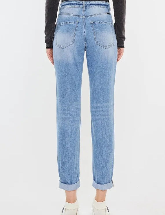 Kancan High Rise Distressed Mom Jeans | Jeans Daverri Fashions