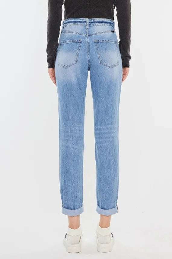 Kancan High Rise Distressed Mom Jeans | Jeans Daverri Fashions