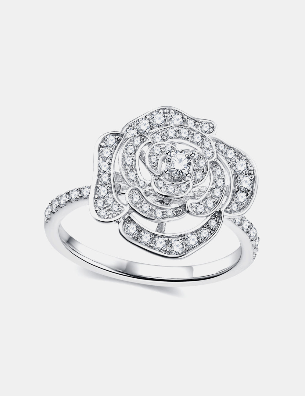 Silver Moissanite Flower Shape Ring | Rings Daverri Fashions