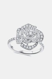 Silver Moissanite Flower Shape Ring | Rings Daverri Fashions