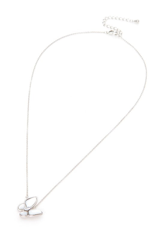 MOP Butterfly Pendant Necklace | Necklaces Daverri Fashions