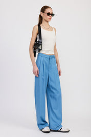 HIGH WAIST WIDE LEG TROUSERS WITH FRONT PLEATS | Daverri Fashions