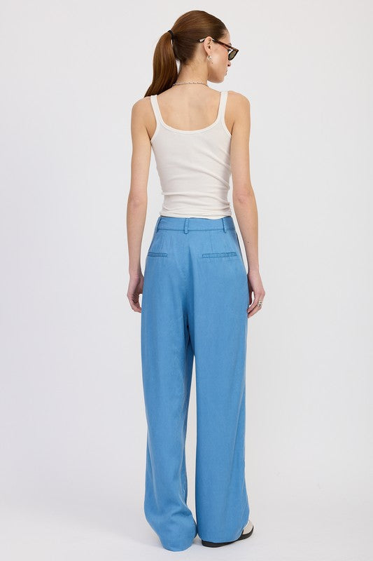HIGH WAIST WIDE LEG TROUSERS WITH FRONT PLEATS | Daverri Fashions