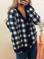 Plaid Button-Down Cardigan | Cardigans Daverri Fashions