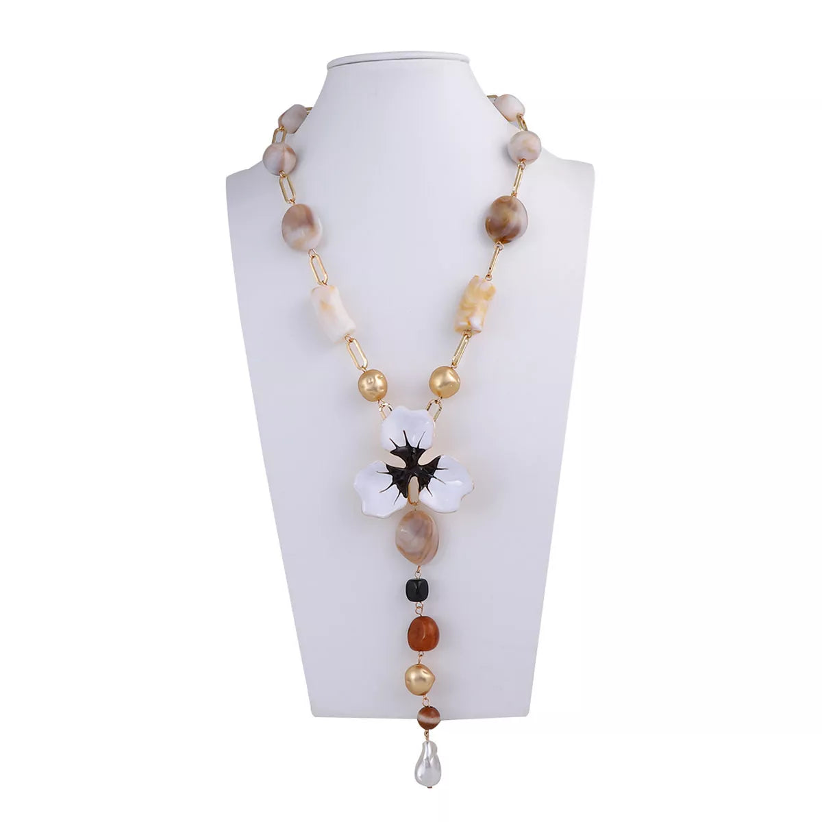 Alloy Dripping Oil Flower Resin Y-Shaped Necklace | Necklaces Daverri Fashions