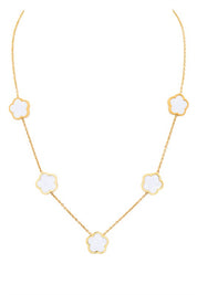 Gold O S MOP Clover Station Necklace | Necklaces Daverri Fashions