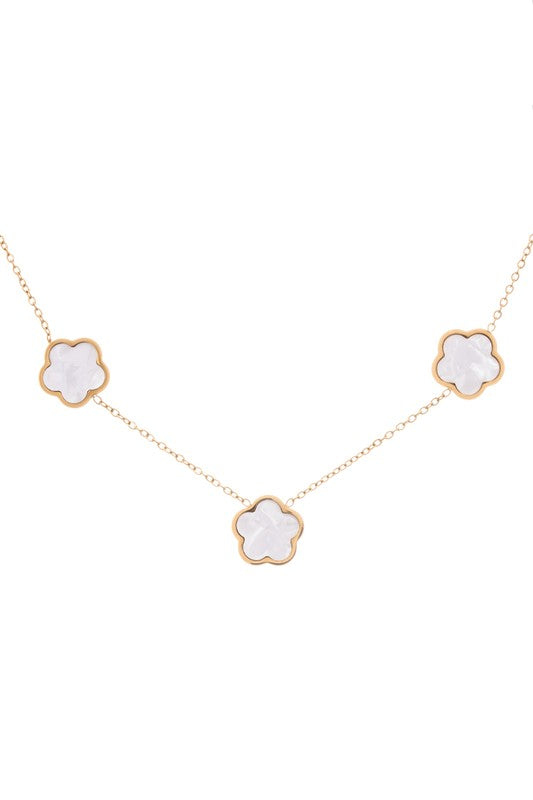 MOP Clover Station Necklace | Necklaces Daverri Fashions