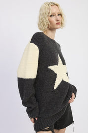 Oversized Sweater with Star Print | Sweaters Daverri Fashions